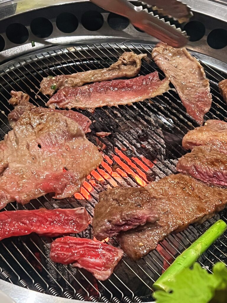 Korean beef BBQ on the grill at Sorabol Bangkok